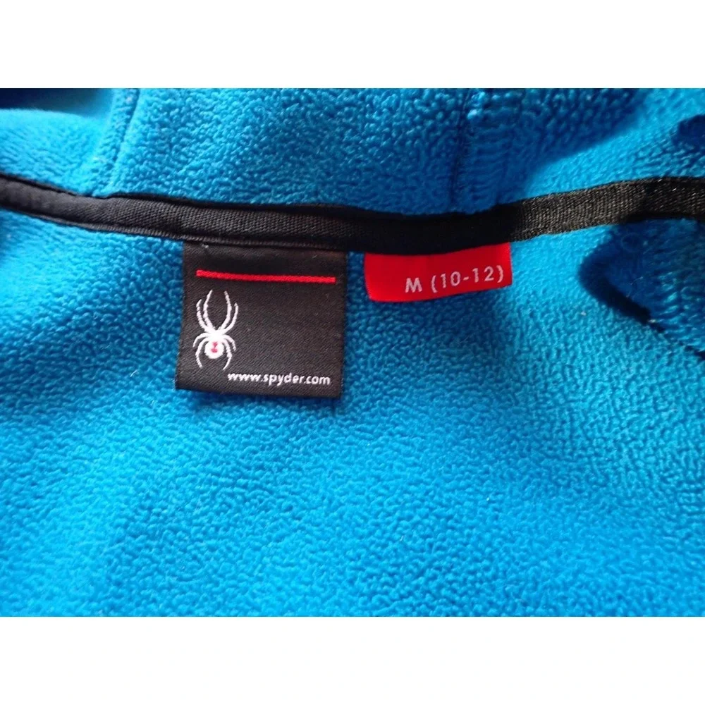 Spyder Full Zip Hoodie Youth Medium 10/12 Blue Excellent Technical Fleece Jacket